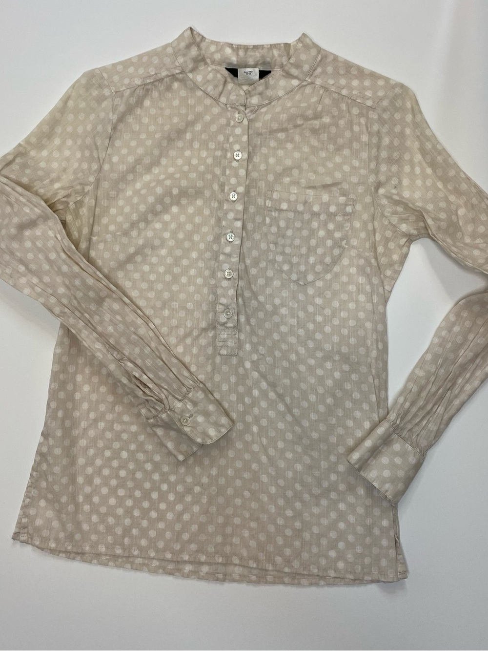 J. Crew Factory Cream Polka Dot Blouse. Size 0. 100% Cotton.